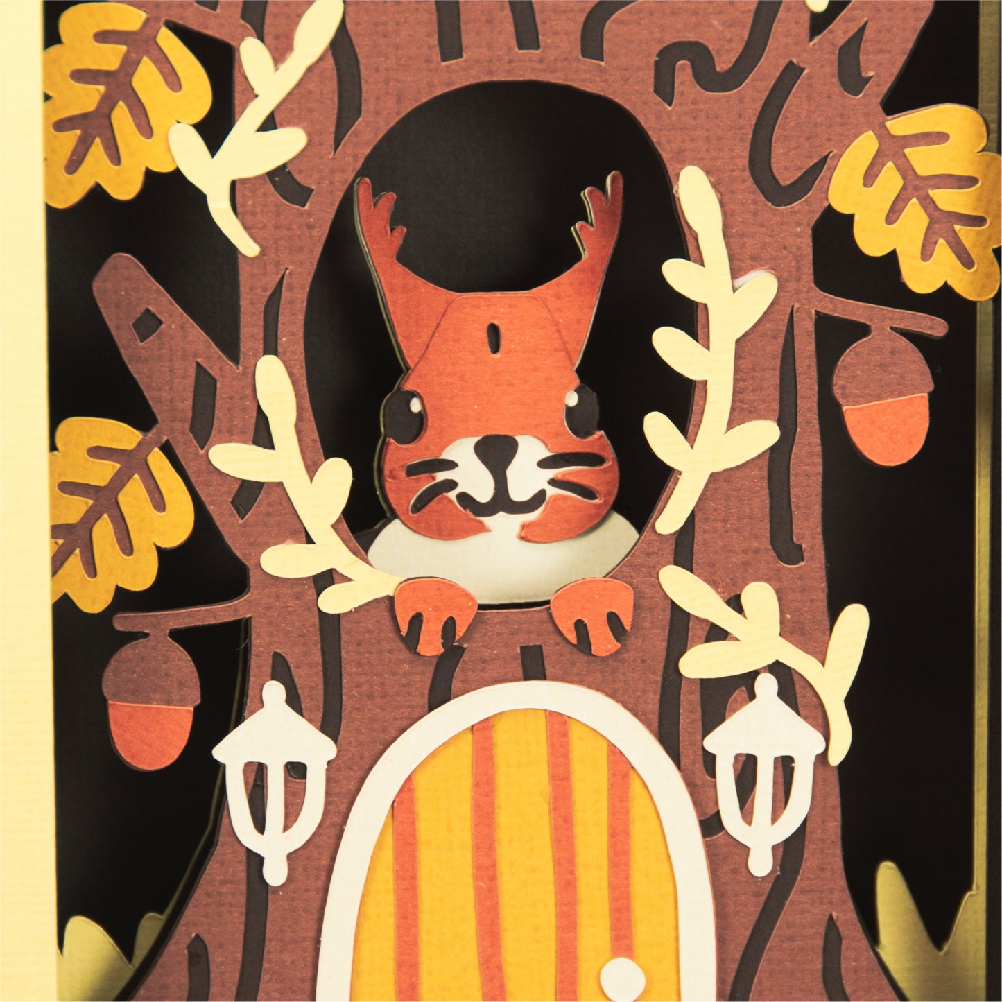 Squirrel in a Tree House Card - 3D Card SVG