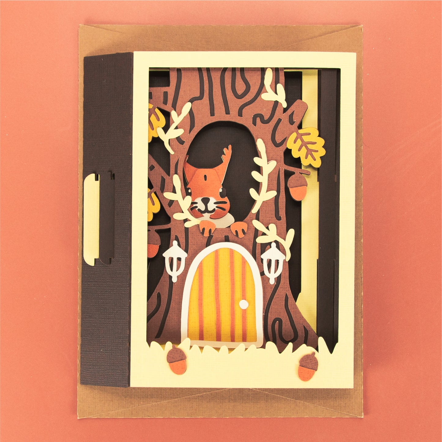 Squirrel in a Tree House Card - 3D Card SVG