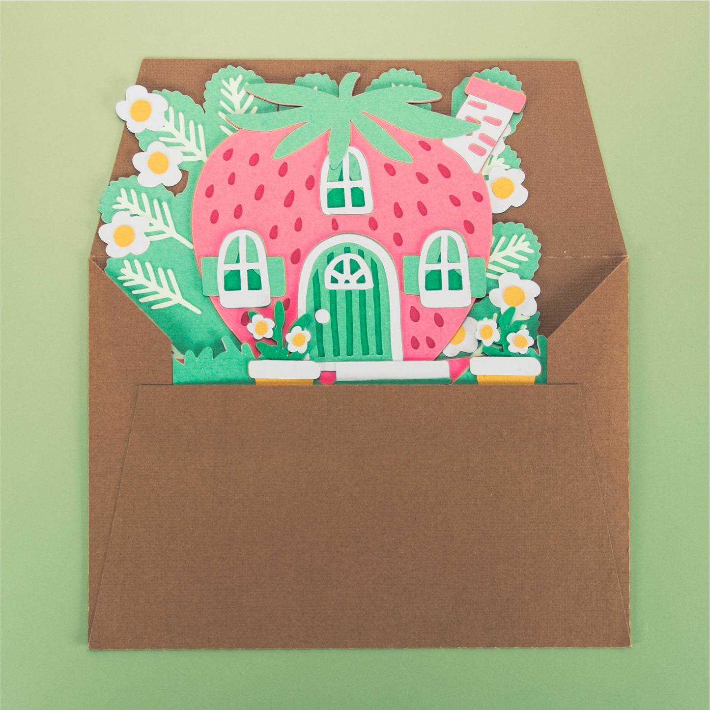 Strawberry House Card - 3D Card SVG