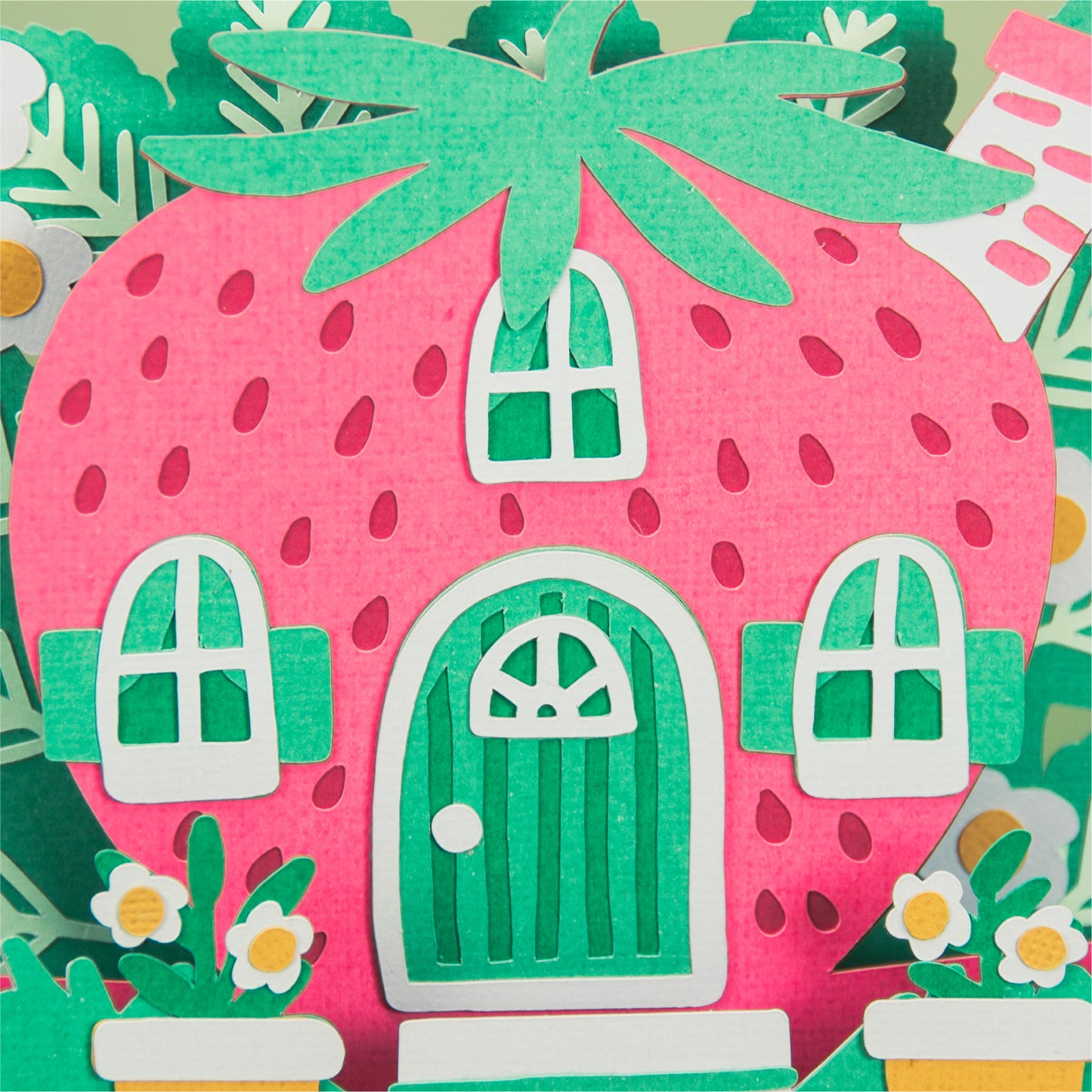 Strawberry House Card - 3D Card SVG