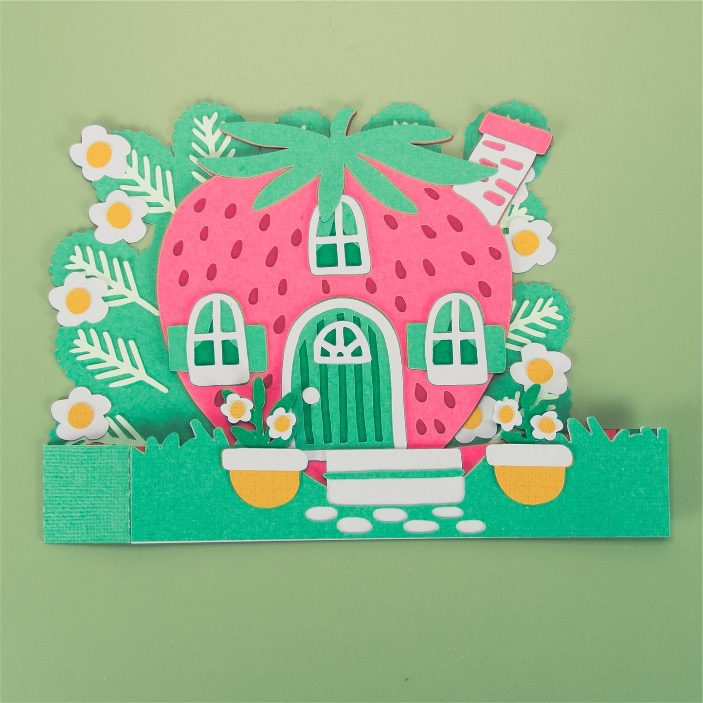 Strawberry House Card - 3D Card SVG