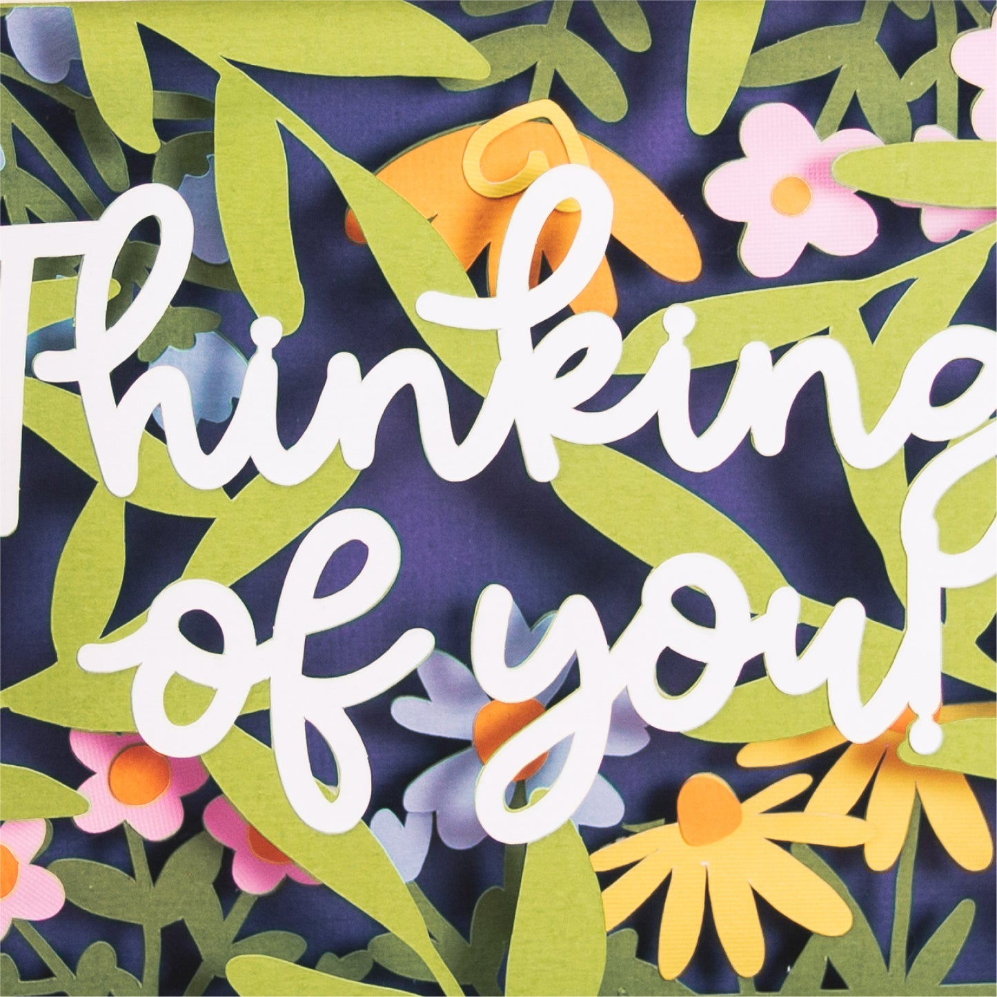 Thinking of You Card Layered with Flowers - 3D Sympathy Card SVG