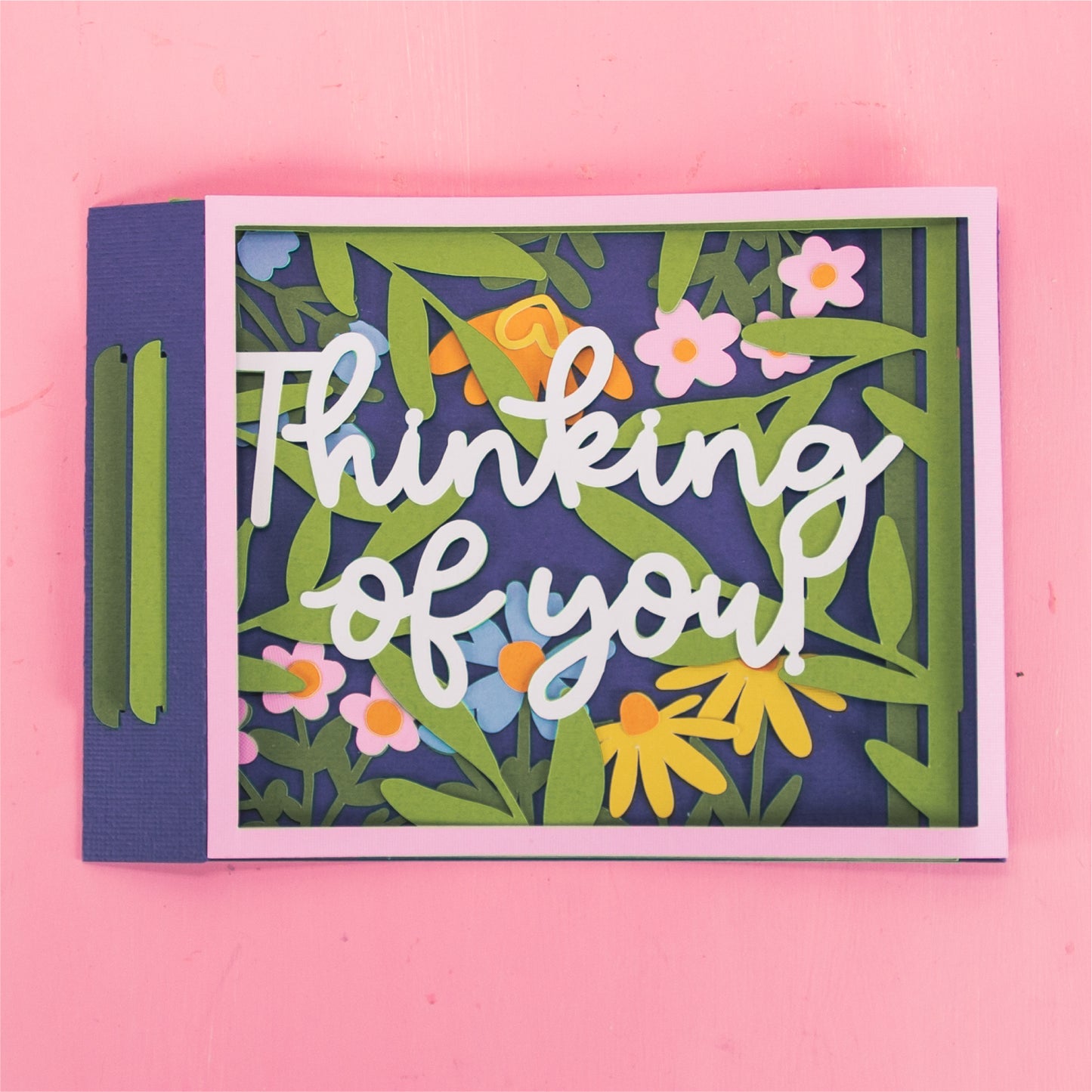Thinking of You Card Layered with Flowers - 3D Sympathy Card SVG