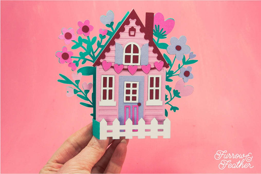 Valentine's Cottage Card SVG - Valentine's Day SVG