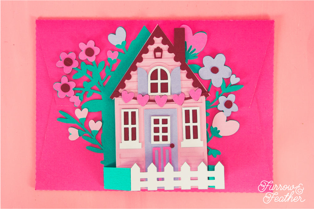 Valentine's Cottage Card SVG - Valentine's Day SVG