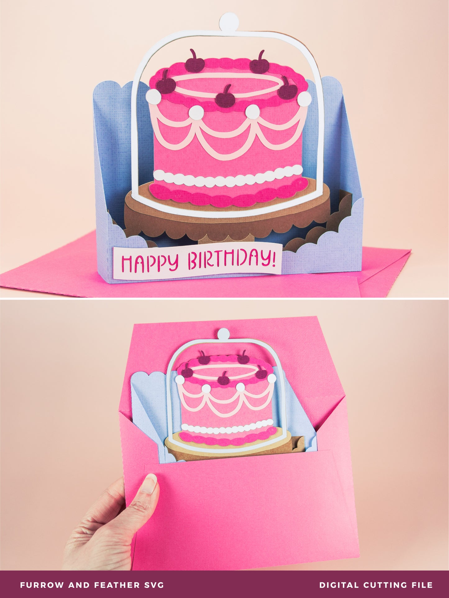 Vintage Cake Stand Card - 3D Birthday Card SVG