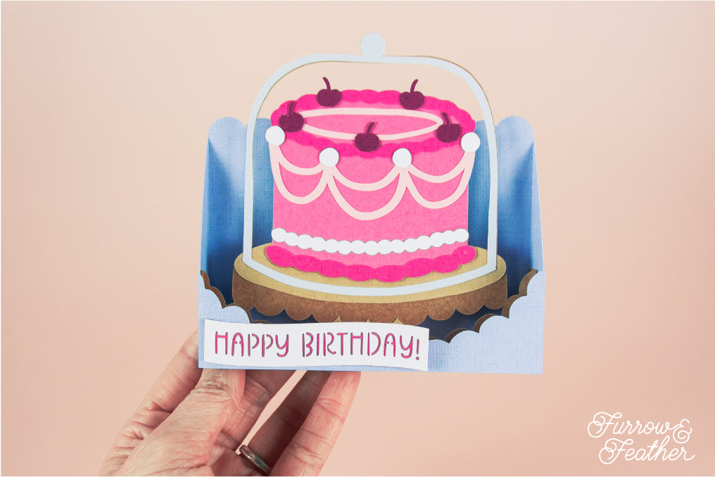 Vintage Cake Stand Card - 3D Birthday Card SVG