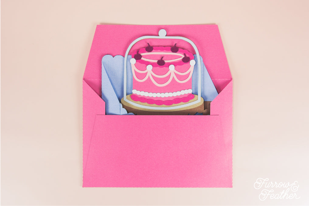 Vintage Cake Stand Card - 3D Birthday Card SVG
