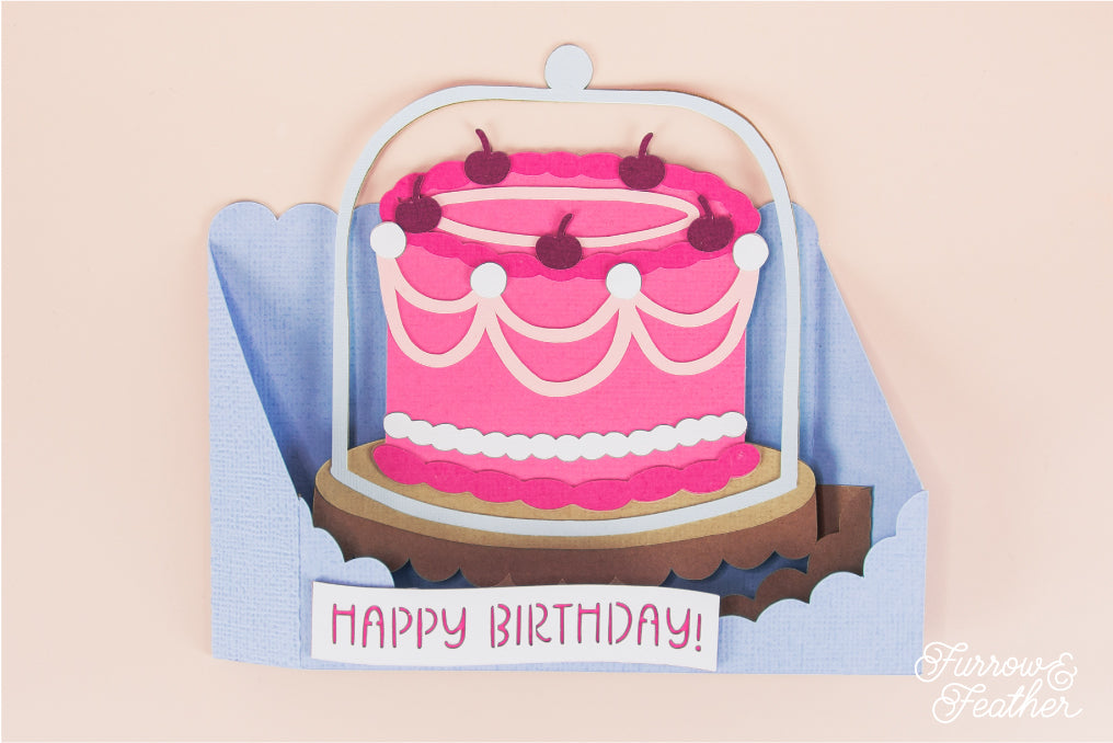 Vintage Cake Stand Card - 3D Birthday Card SVG
