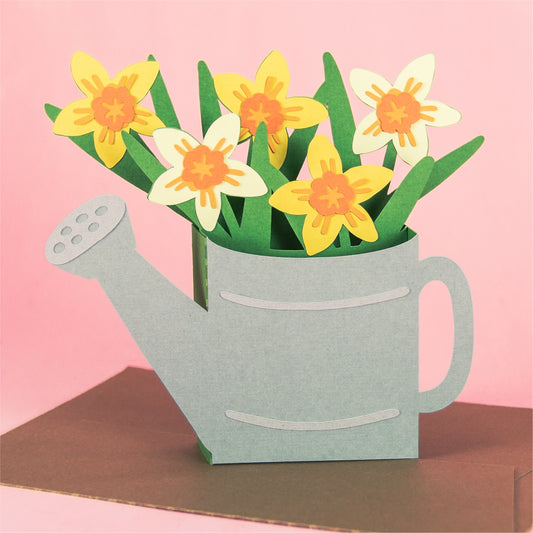 Watering Can with Daffodils Card - Spring Card SVG