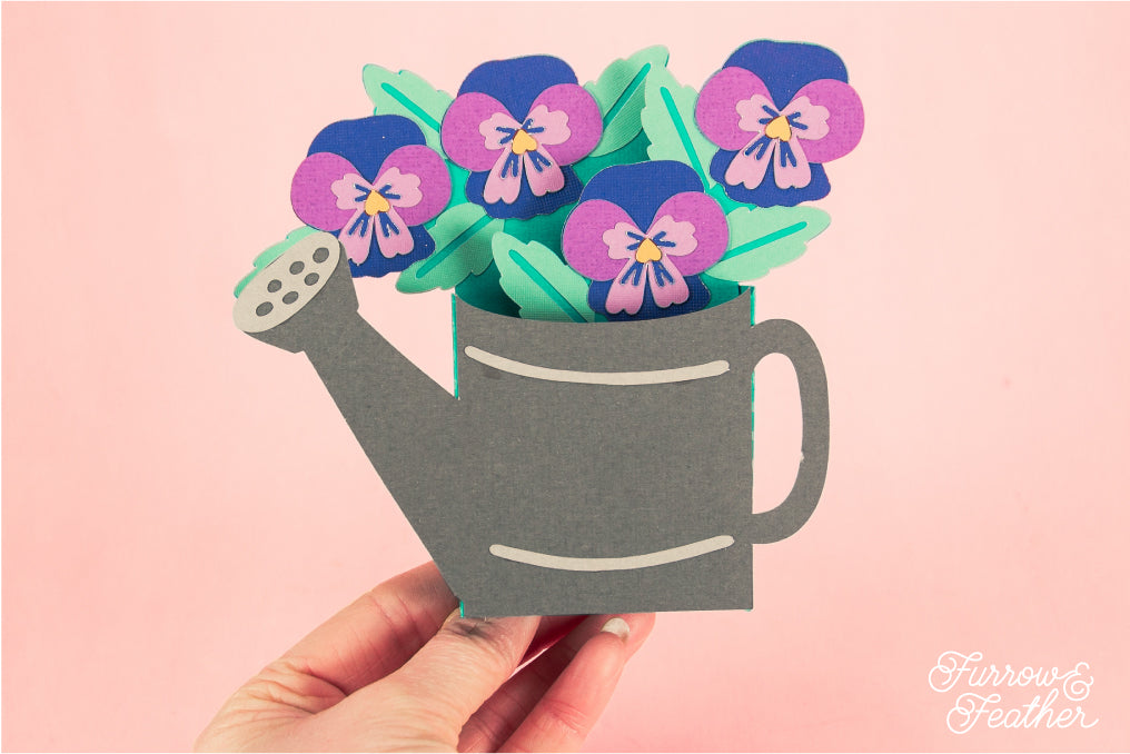 Watering Can with Pansies Card - Spring Card SVG