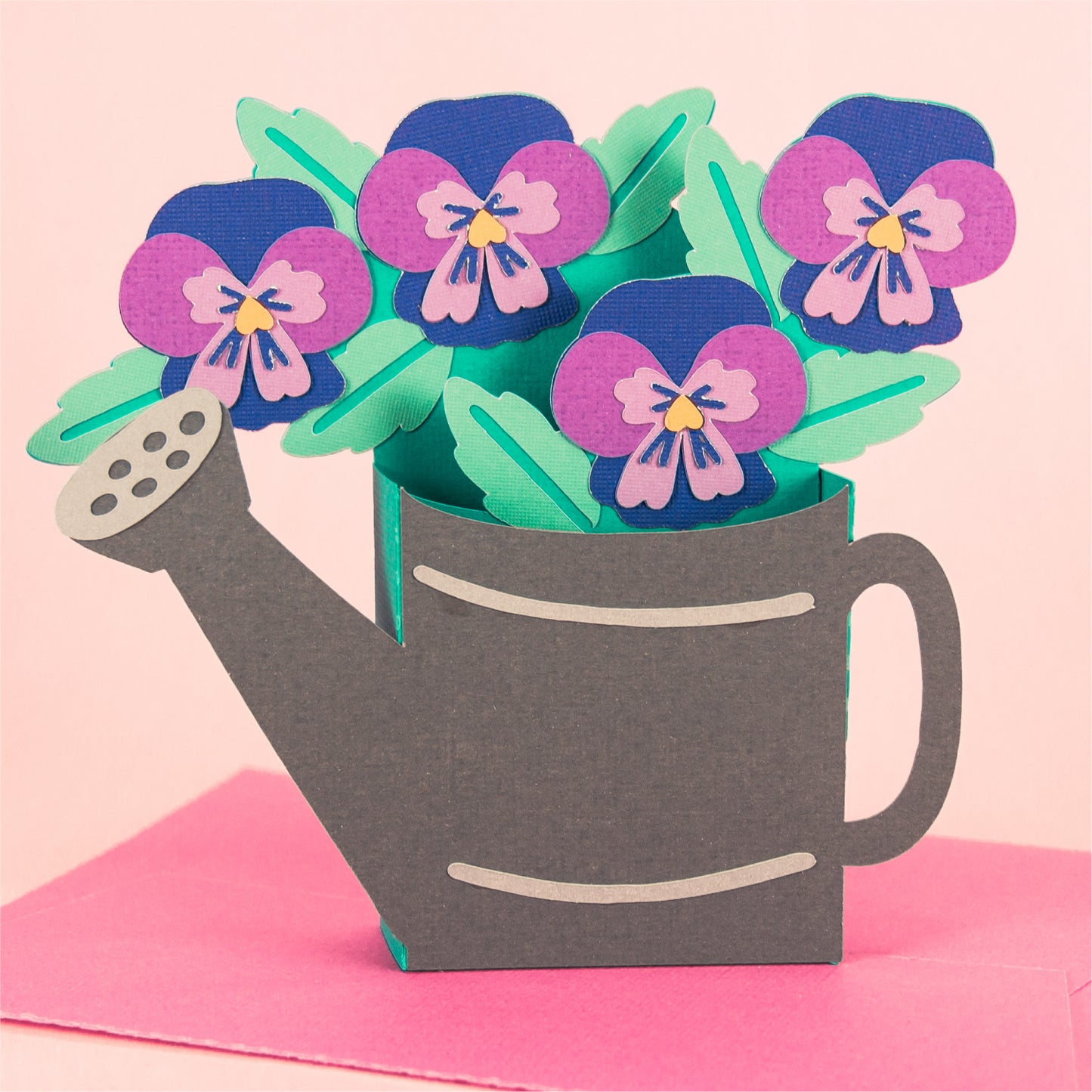 Watering Can with Pansies Card - Spring Card SVG