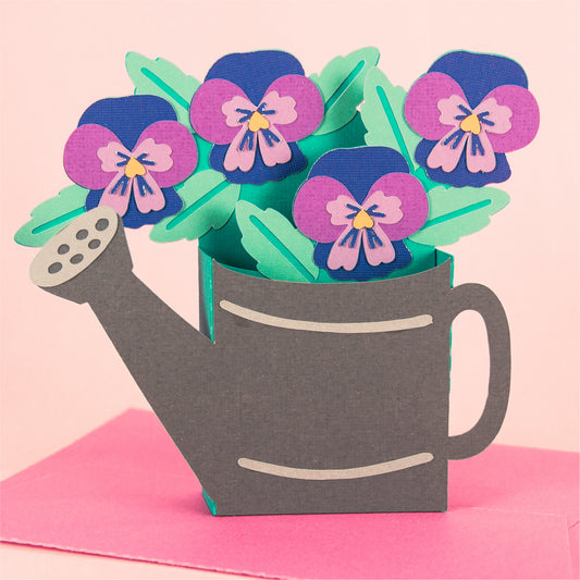 Watering Can with Pansies Card - Spring Card SVG