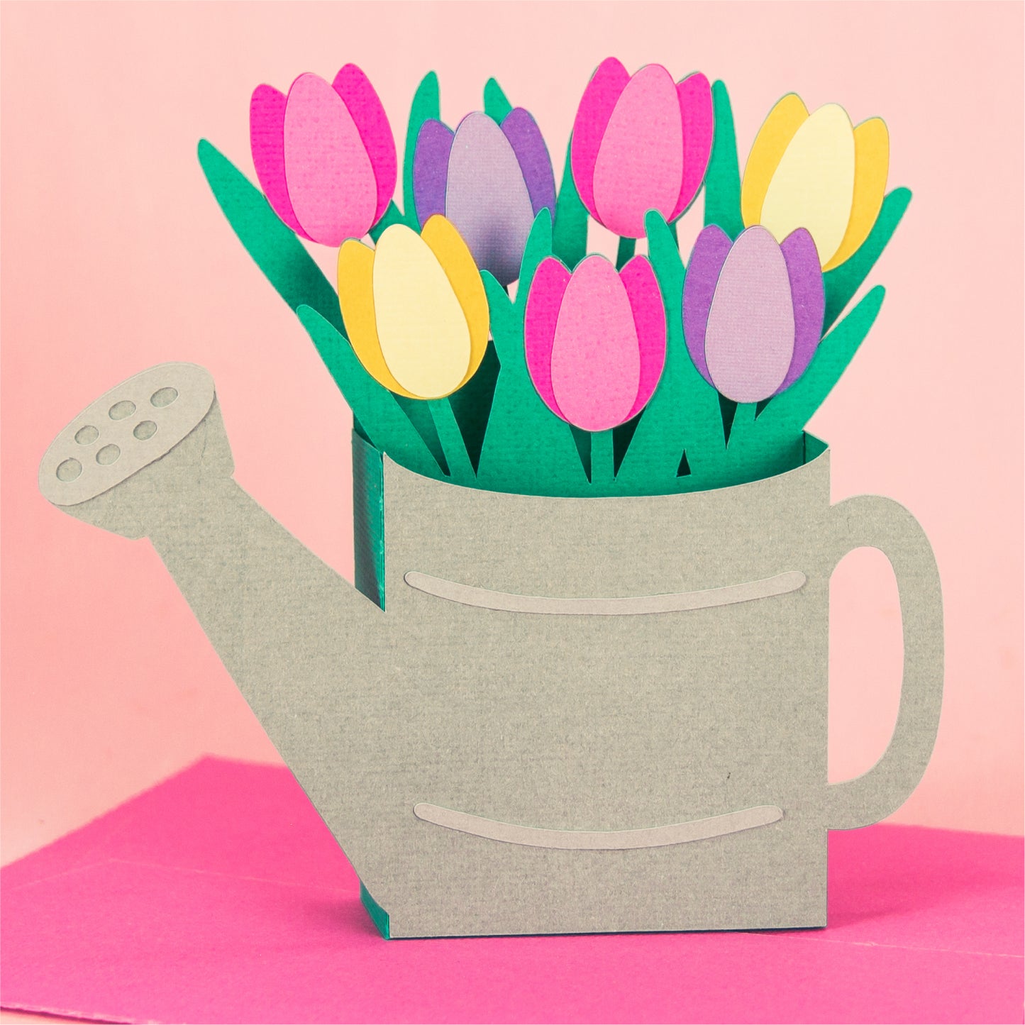 Watering Can with Tulips Card - Spring Card SVG