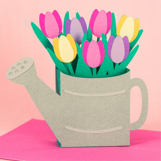 Watering Can with Tulips Card - Spring Card SVG