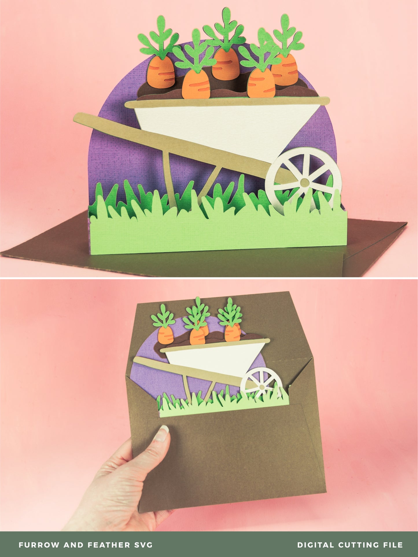 Wheelbarrow with Carrots Card - Easter Card SVG