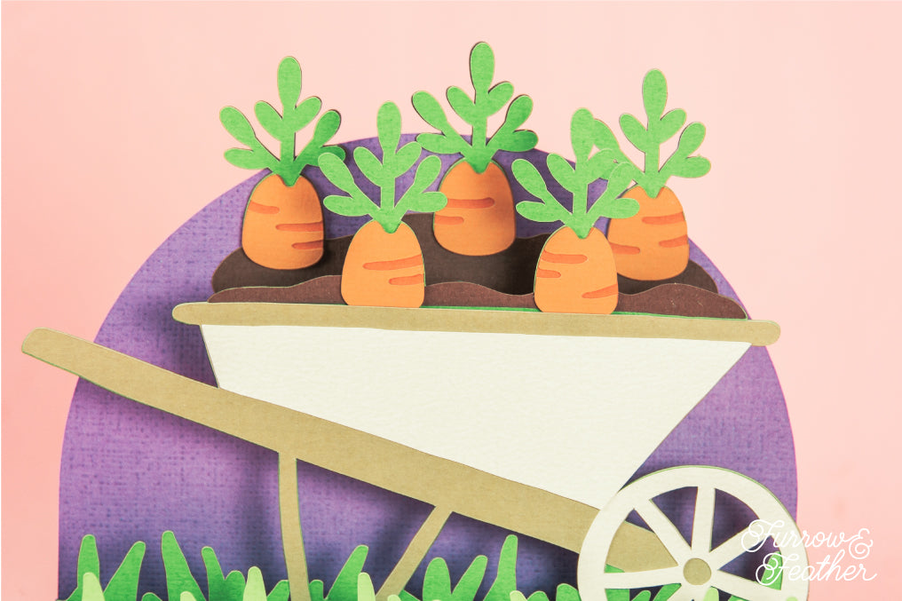 Wheelbarrow with Carrots Card - Easter Card SVG