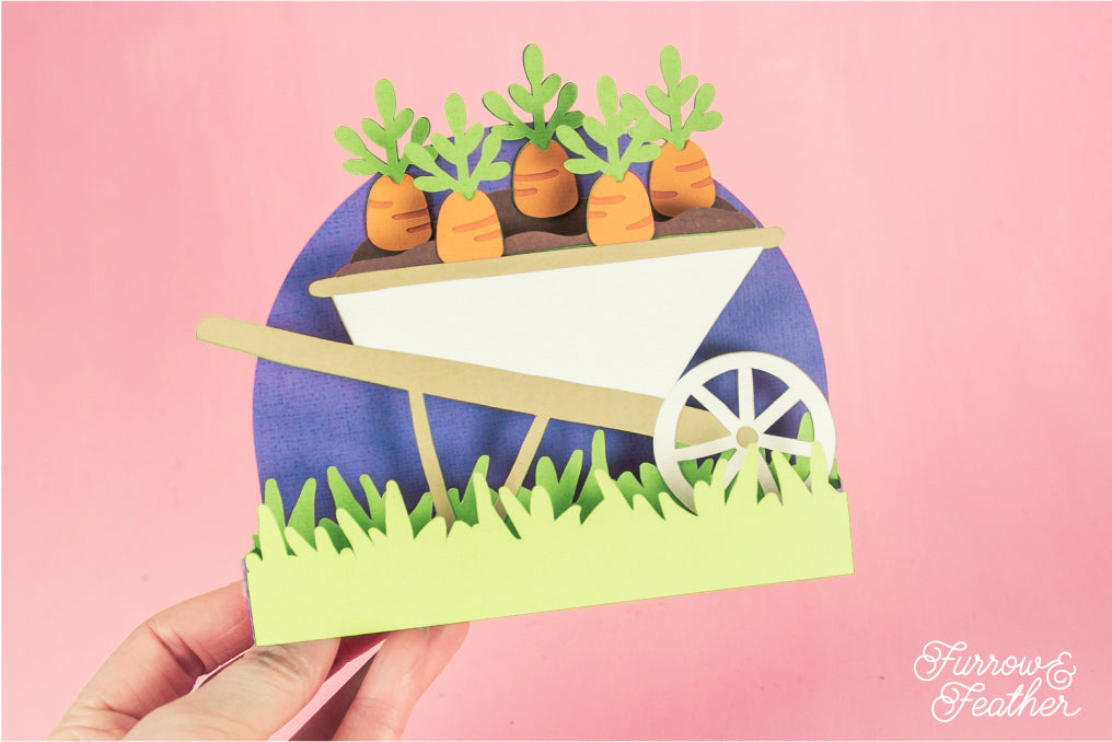 Wheelbarrow with Carrots Card - Easter Card SVG