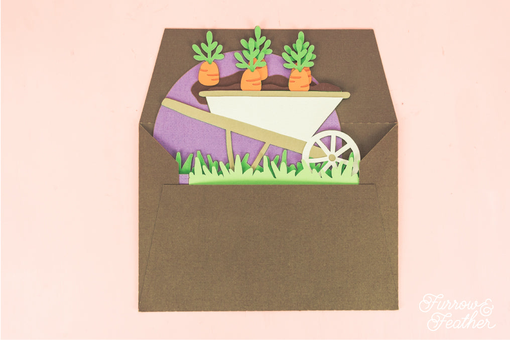 Wheelbarrow with Carrots Card - Easter Card SVG