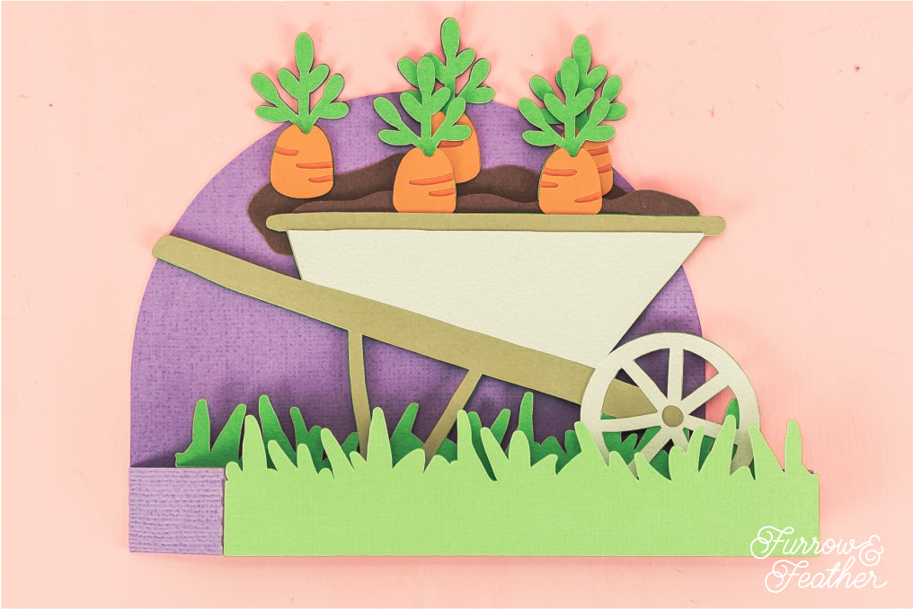 Wheelbarrow with Carrots Card - Easter Card SVG