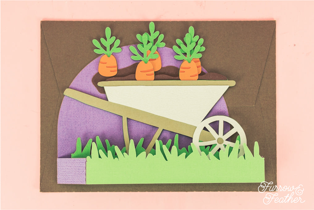 Wheelbarrow with Carrots Card - Easter Card SVG