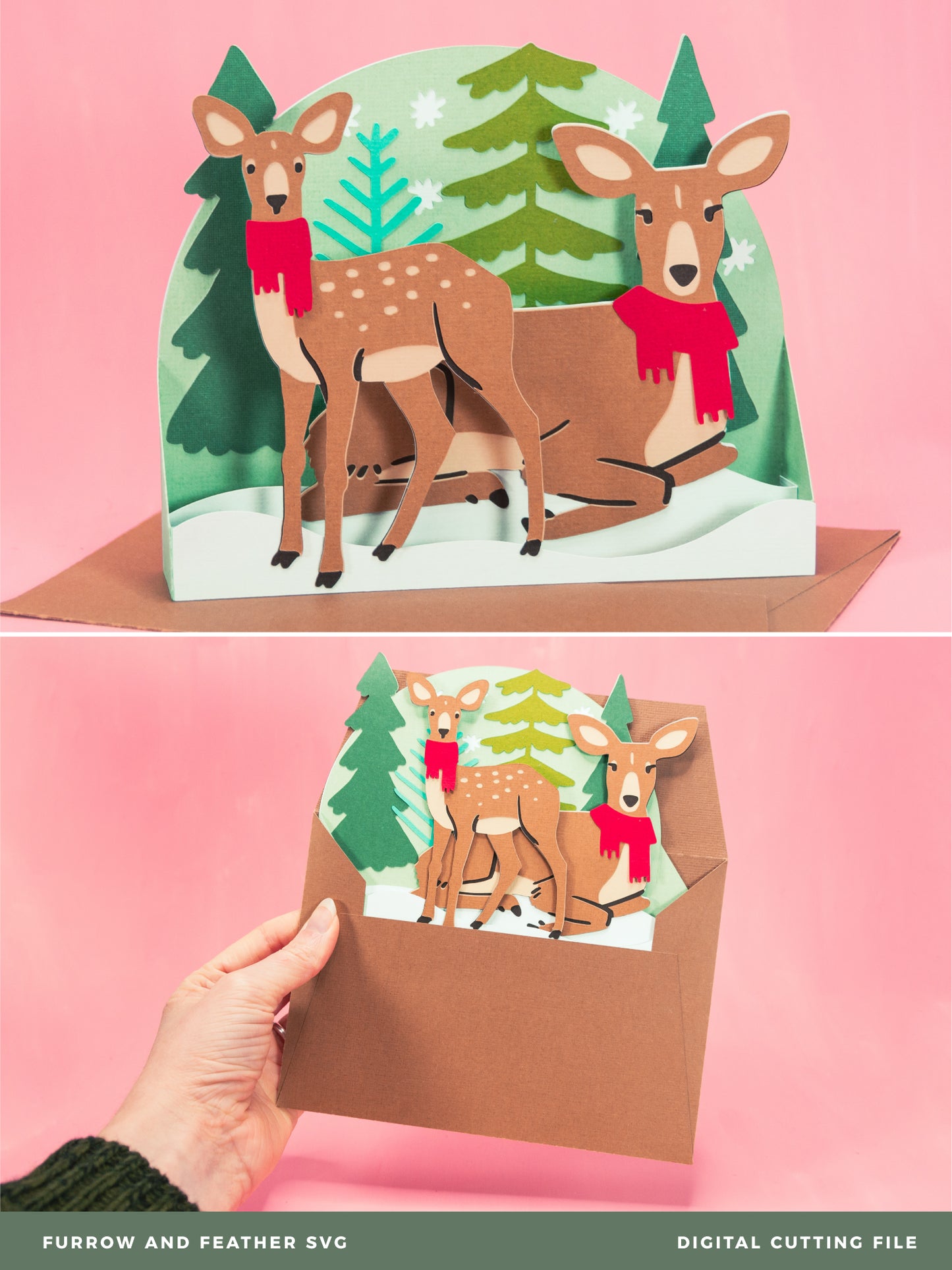 Winter Deer - Christmas Card SVG