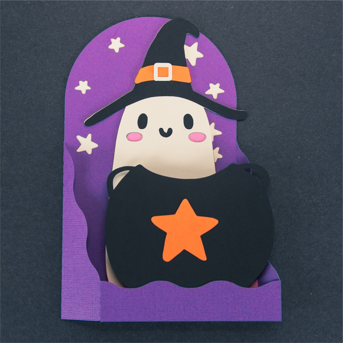Witchy Ghost Card - 3D Halloween SVG