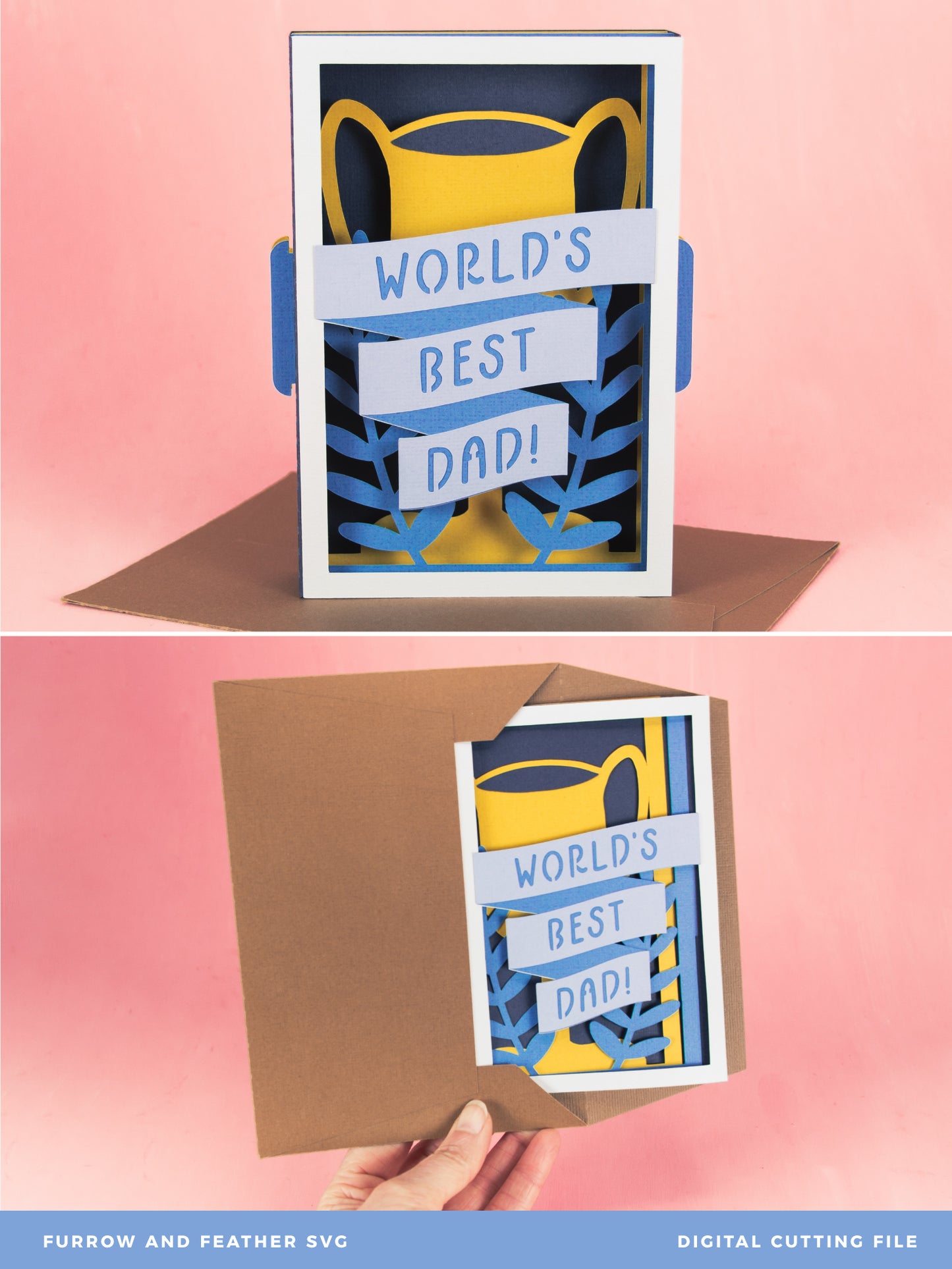 World's Best Dad Trophy Card - 3D Father's Day Card SVG
