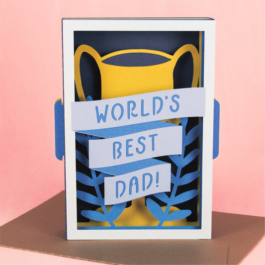 World's Best Dad Trophy Card - 3D Father's Day Card SVG