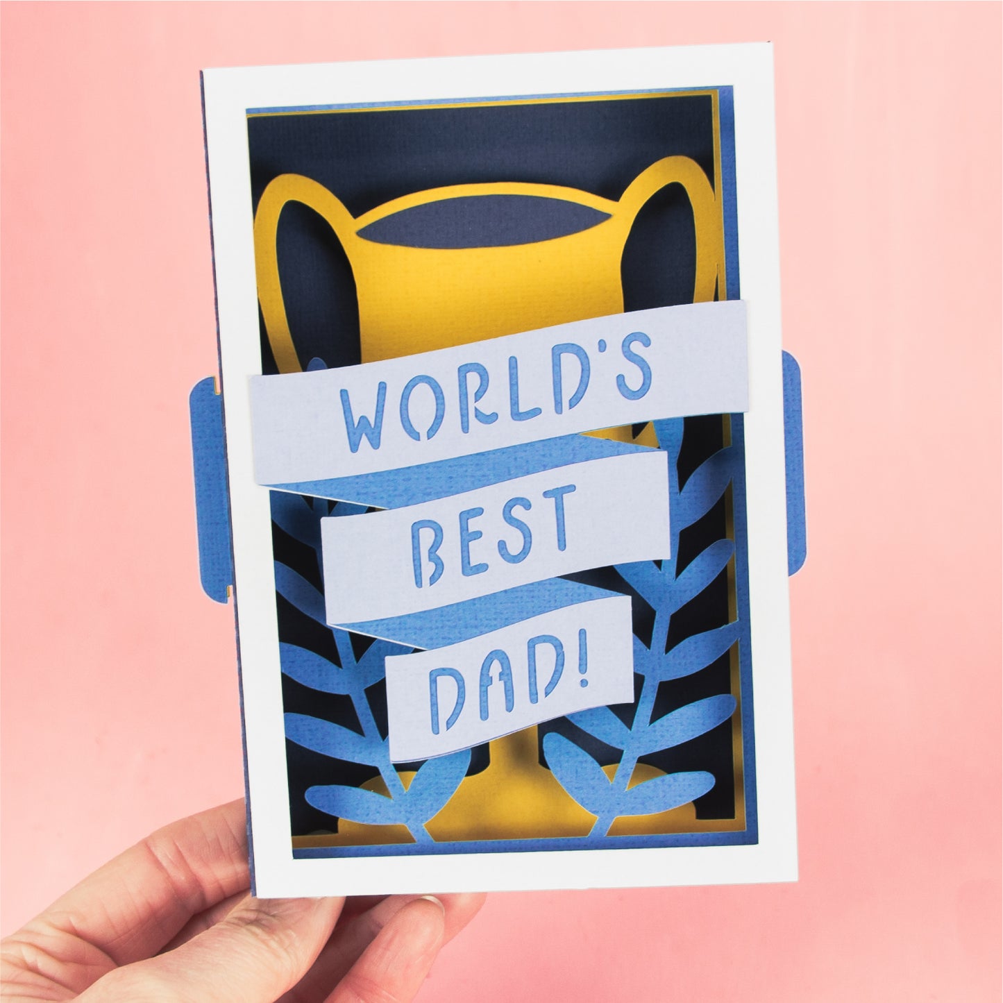 World's Best Dad Trophy Card - 3D Father's Day Card SVG