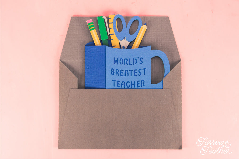 3D World's Greatest Teacher Mug Card - Teacher Appreciation Card SVG