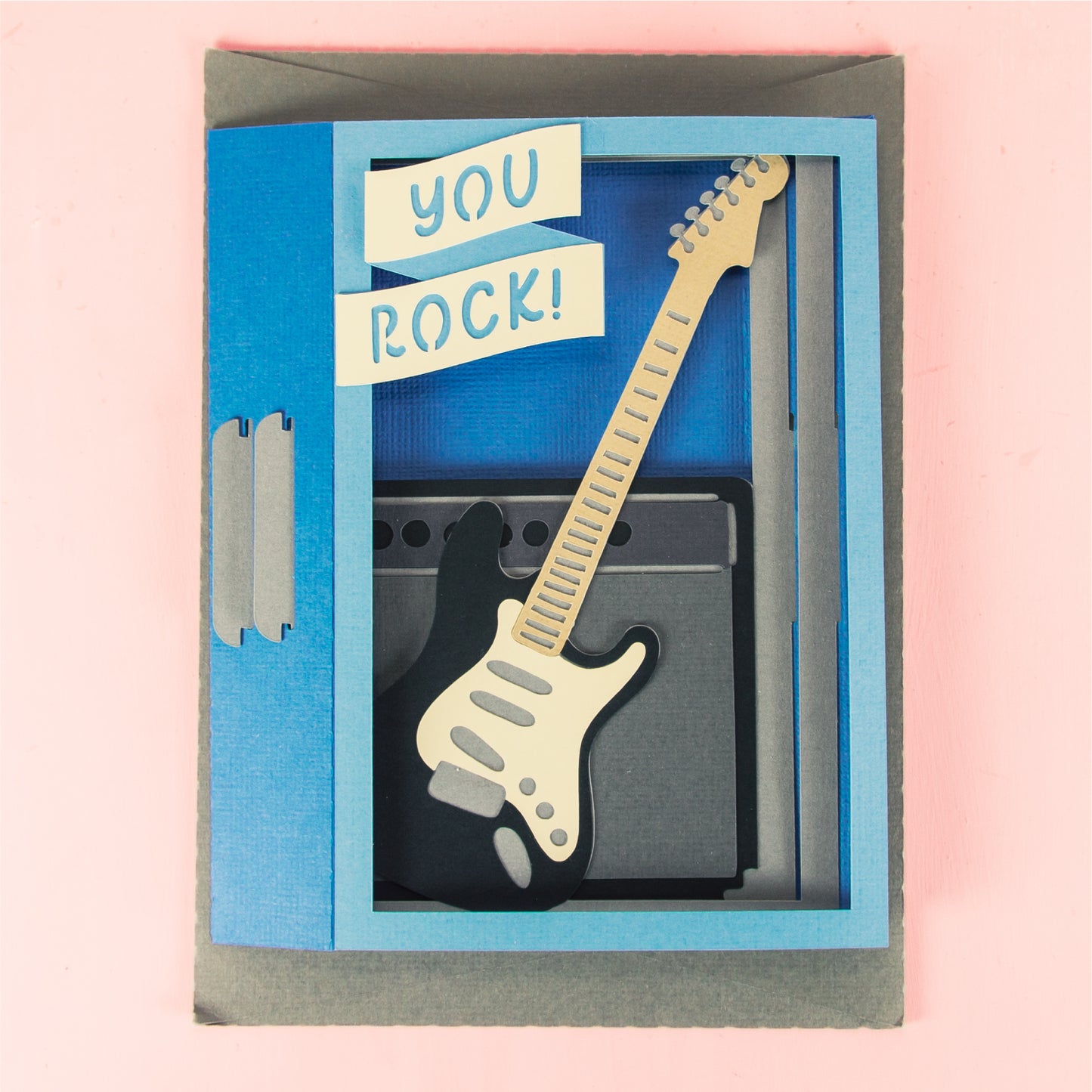You Rock! Guitar Card - 3D Musician Card SVG