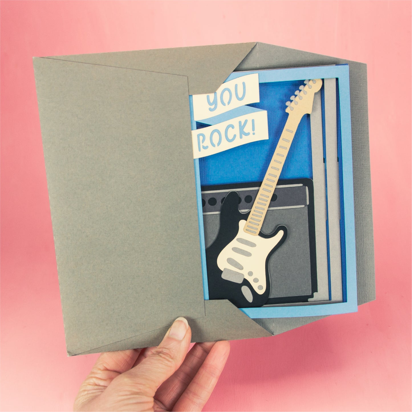 You Rock! Guitar Card - 3D Musician Card SVG