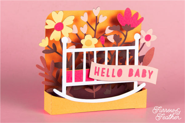 Wildflower Baby Crib Card SVG