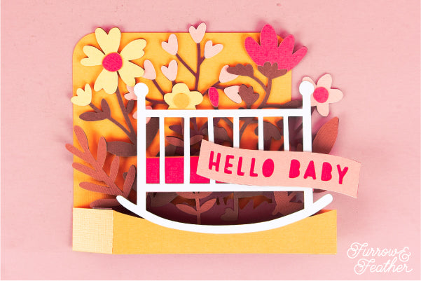 Wildflower Baby Crib Card SVG