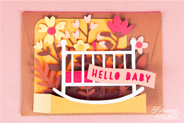 Wildflower Baby Crib Card SVG
