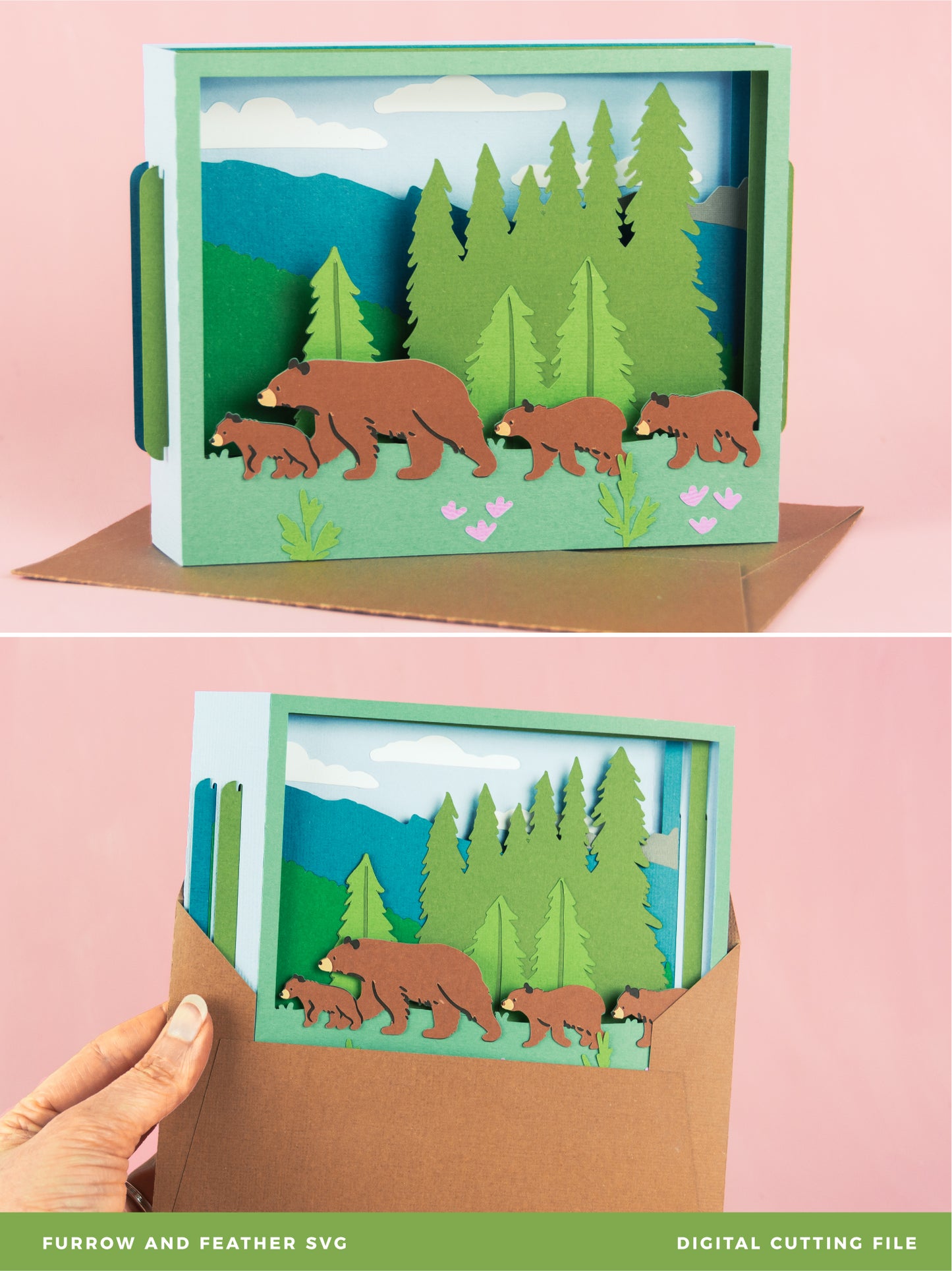 Bears in Forest Card SVG