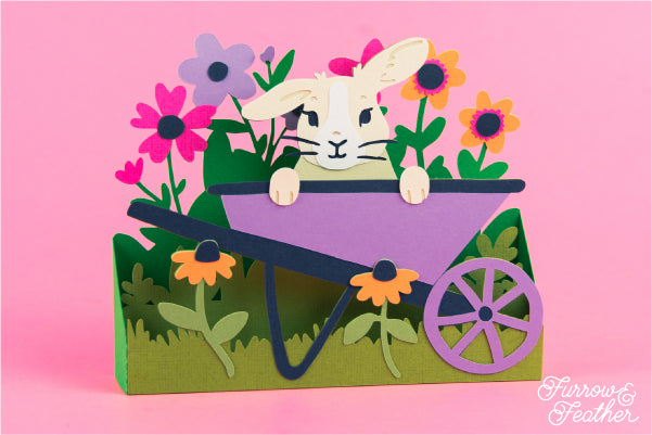 Bunny in Wheelbarrow Card SVG