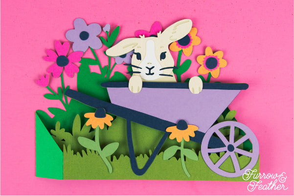 Bunny in Wheelbarrow Card SVG