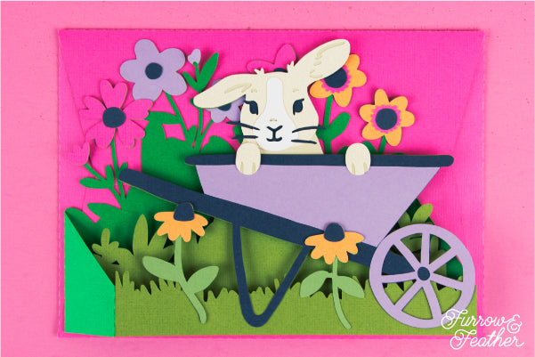 Bunny in Wheelbarrow Card SVG