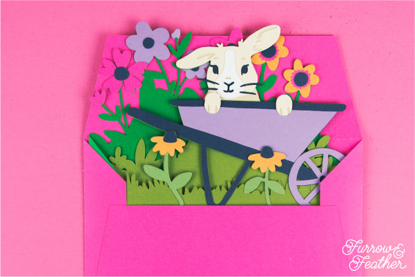 Bunny in Wheelbarrow Card SVG