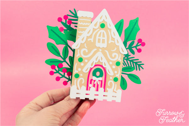 Christmas Gingerbread Cottage Card SVG