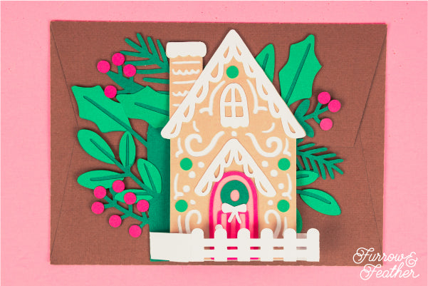 Christmas Gingerbread Cottage Card SVG