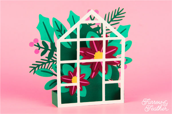Christmas Poinsettia Greenhouse Card SVG