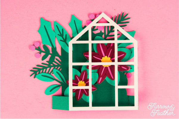 Christmas Poinsettia Greenhouse Card SVG