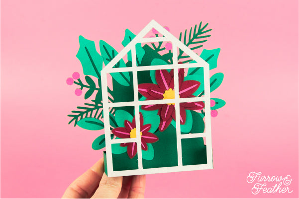 Christmas Poinsettia Greenhouse Card SVG