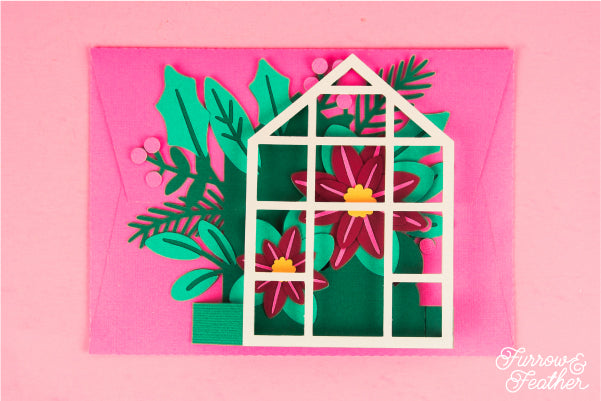 Christmas Poinsettia Greenhouse Card SVG