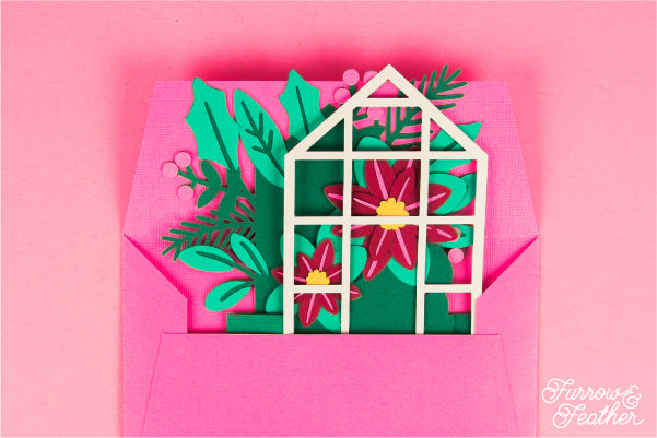 Christmas Poinsettia Greenhouse Card SVG