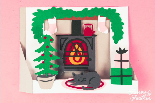 Christmas Wood Burning Stove Card SVG