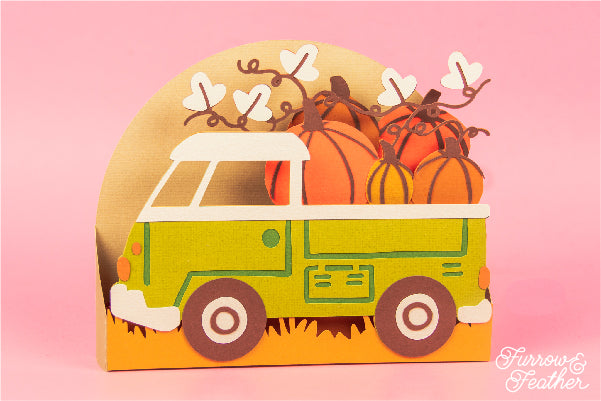 Truck with Pumpkins Card SVG